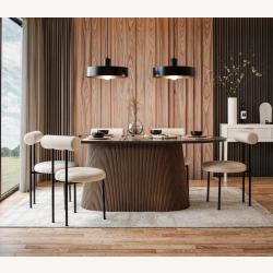 Marmoholz Verona – Stół do jadalni Owalny | Czarny Marmur & Brązowy Mango | 200 x 100 cm